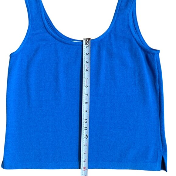 St. John Vintage Santana Knit Shell Tank Top Large Basic Blue Great Condition - Picture 6 of 9
